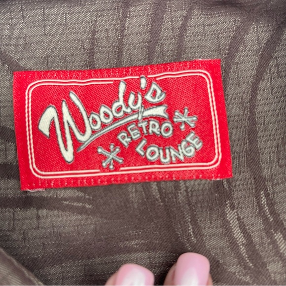 Woody's Retro Lounge Mens Button Down Shirt Hawaiian Tropical Brown XXL - Picture 2 of 5